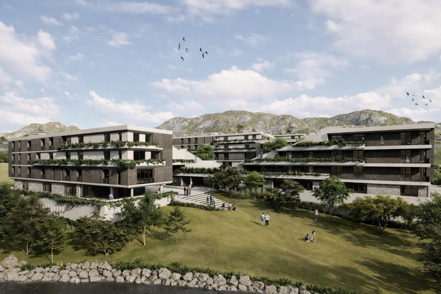 Conjunto residencial en ladera D108, Querétaro — visualización